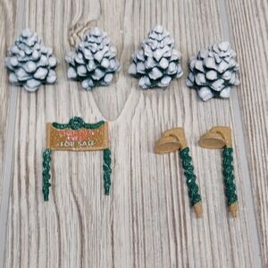 7 Pc Lot Trees Lamps Christmas Magic of Mainstreet Replacement Trendmasters 1997